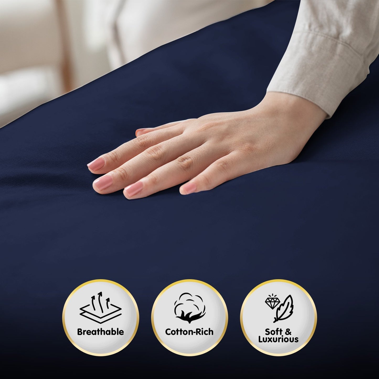 1000 Thread Count Cotton Rich King Bed Sheets 4-Piece Set in Navy