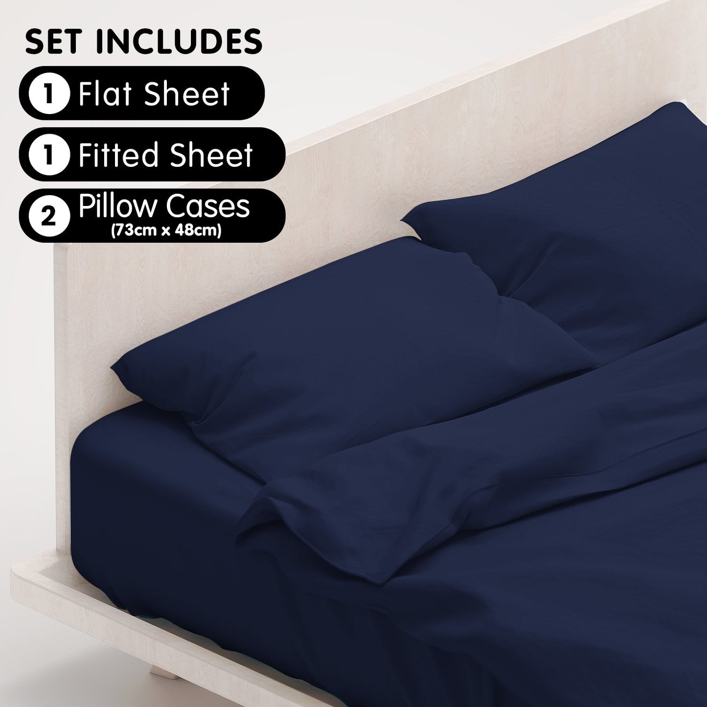 1000 Thread Count Cotton Rich King Bed Sheets 4-Piece Set in Navy