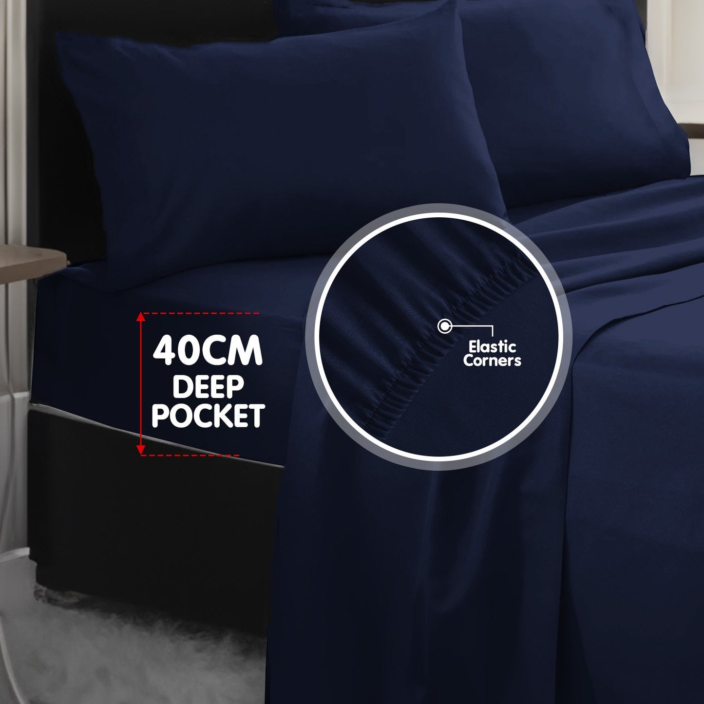 1000 Thread Count Cotton Rich King Bed Sheets 4-Piece Set in Navy