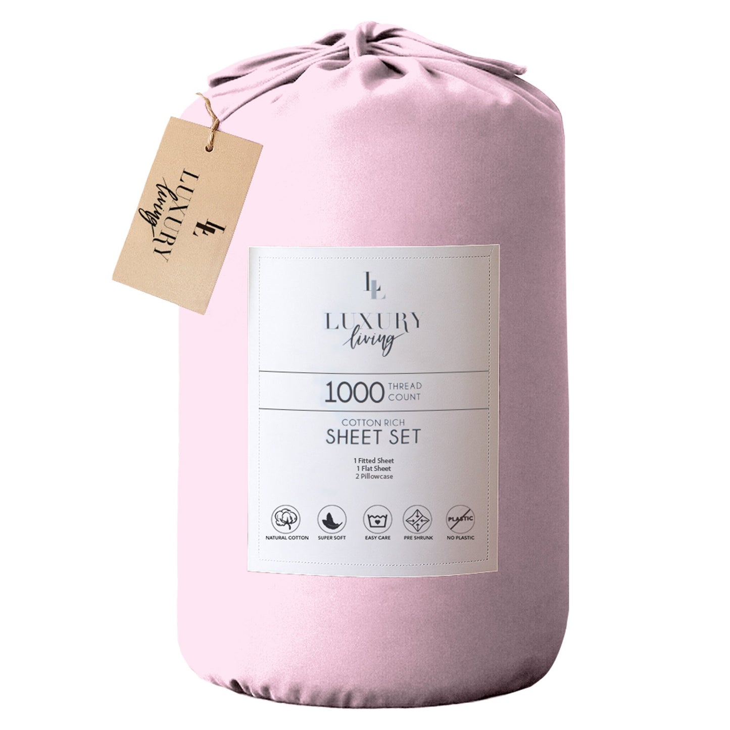 1000 Thread Count Cotton Rich King Bed Sheets 4-Piece Set in Pink