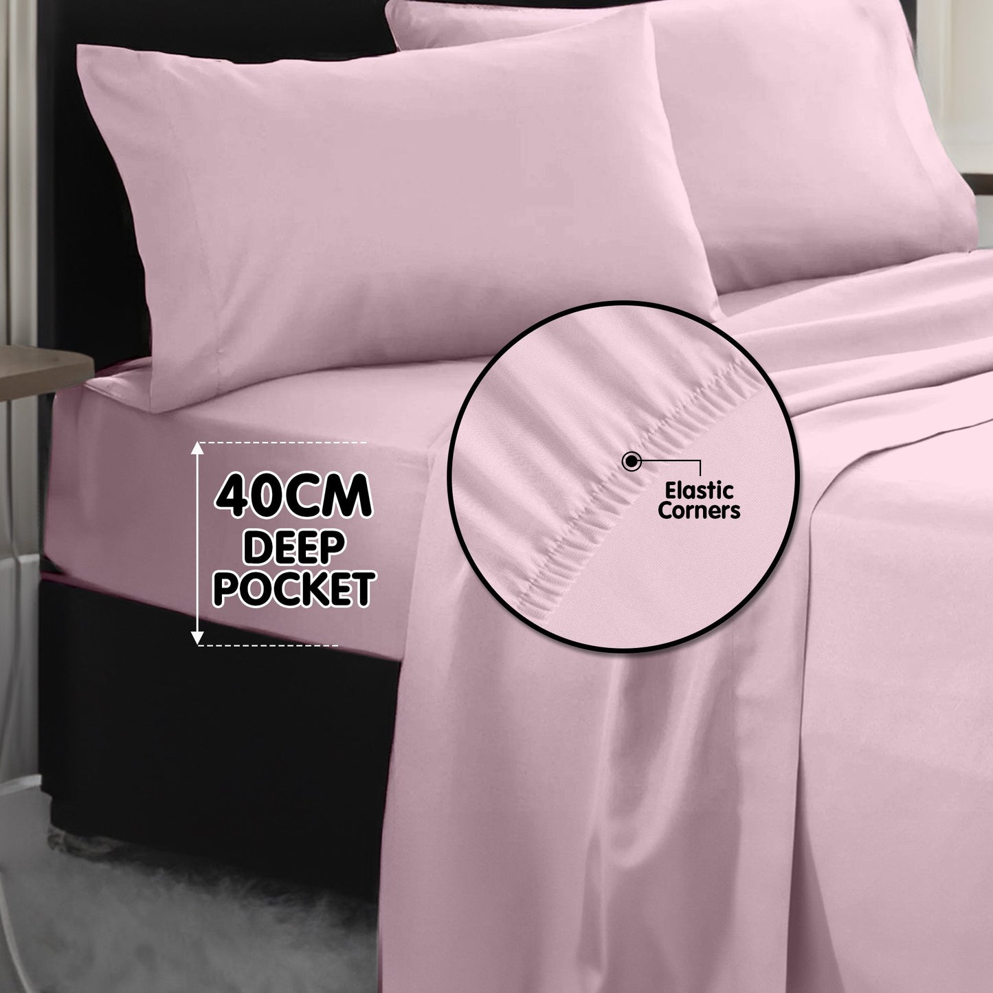 1000 Thread Count Cotton Rich King Bed Sheets 4-Piece Set in Pink