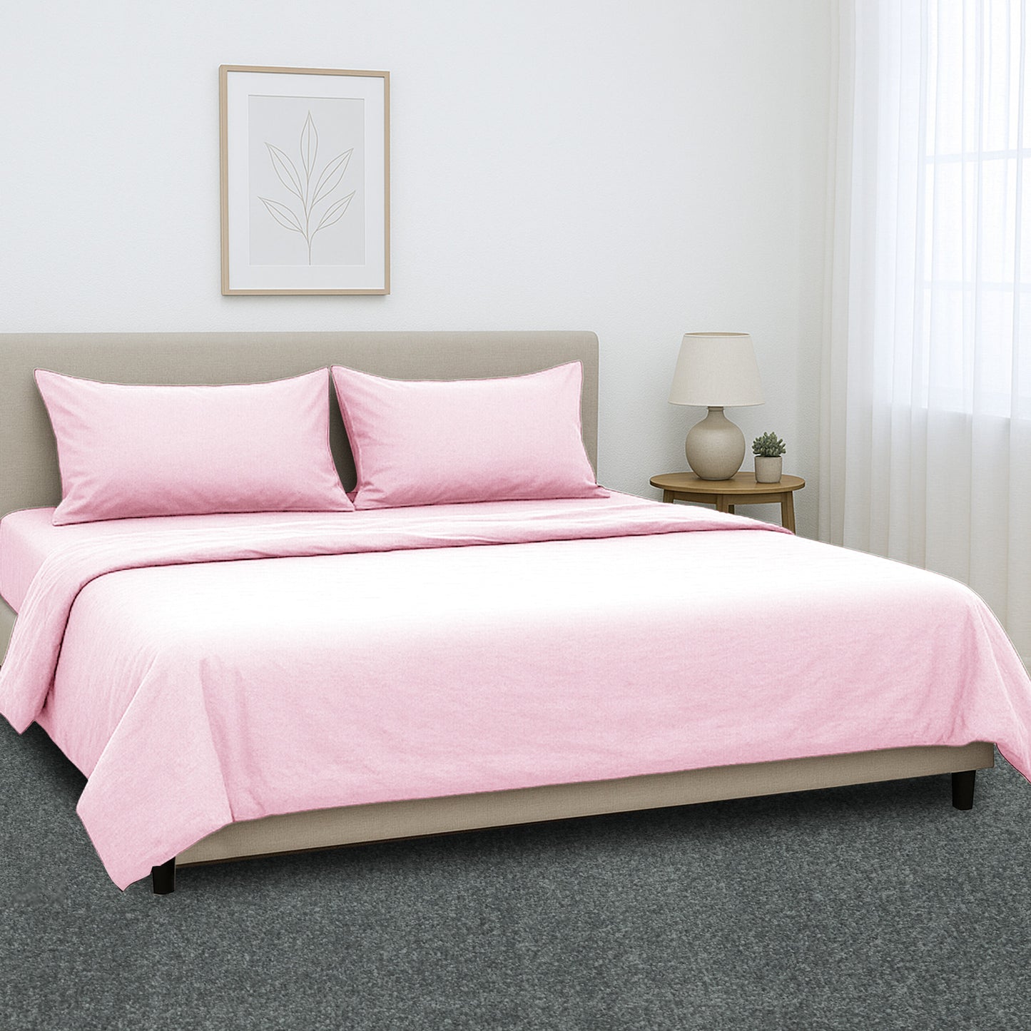 1000 Thread Count Cotton Rich King Bed Sheets 4-Piece Set in Pink
