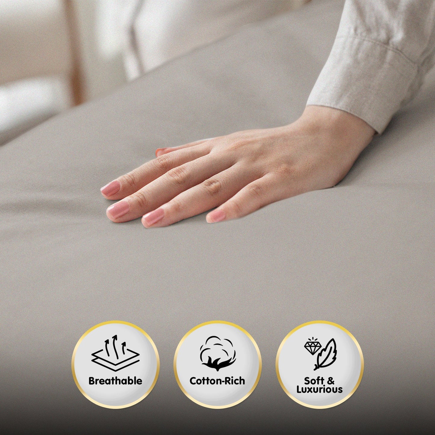 1000 Thread Count Cotton Rich King Bed Sheets 4-Piece Set in Silver