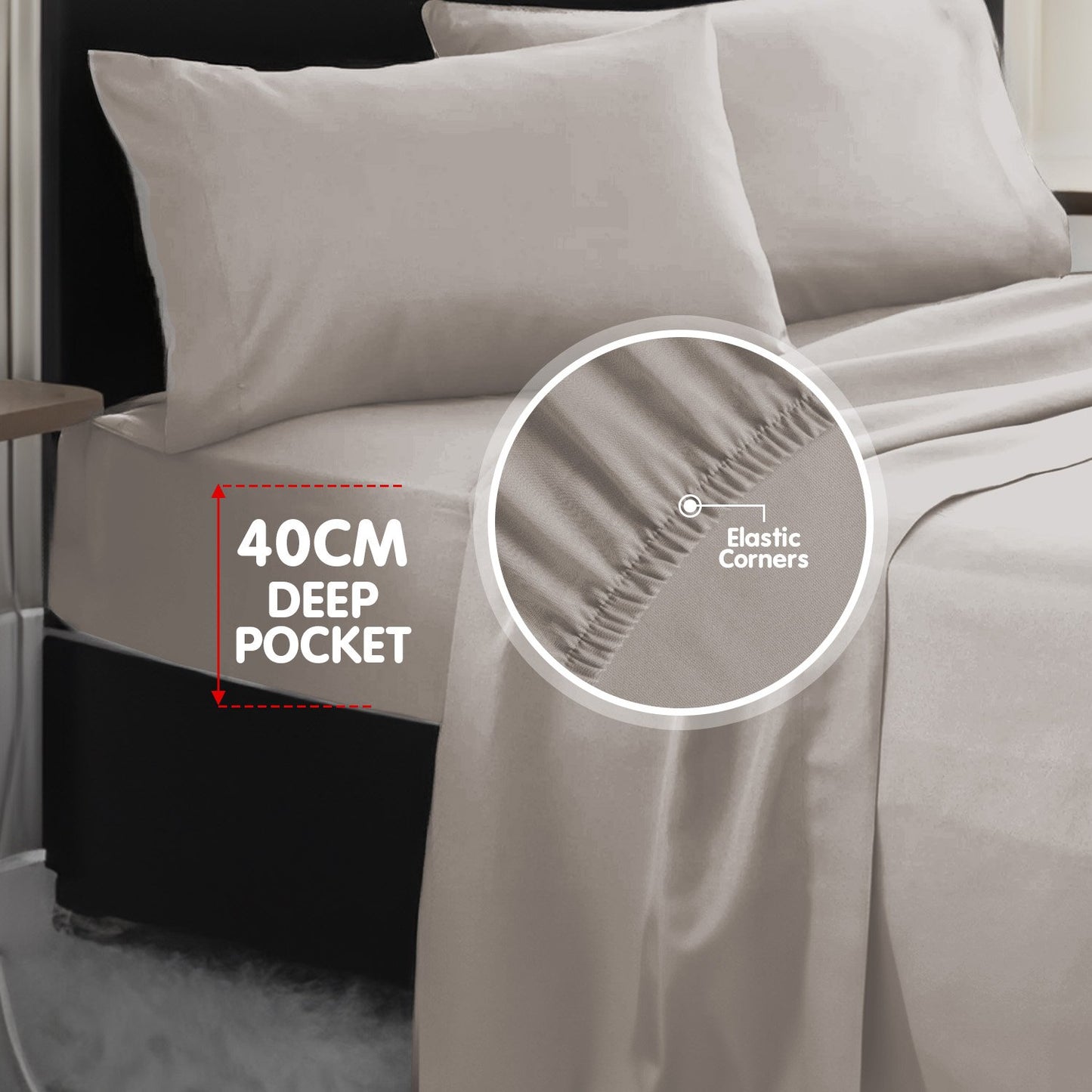 1000 Thread Count Cotton Rich King Bed Sheets 4-Piece Set in Silver