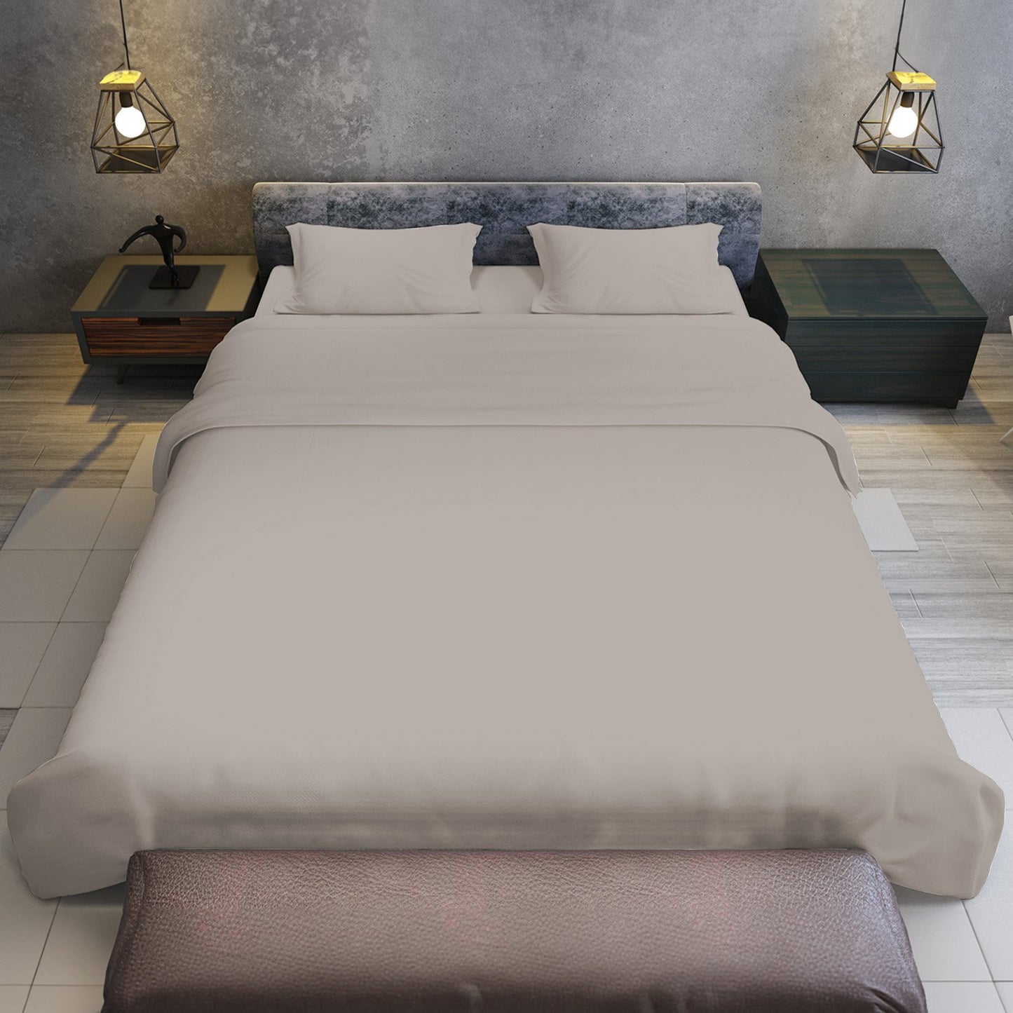 1000 Thread Count Cotton Rich King Bed Sheets 4-Piece Set in Silver