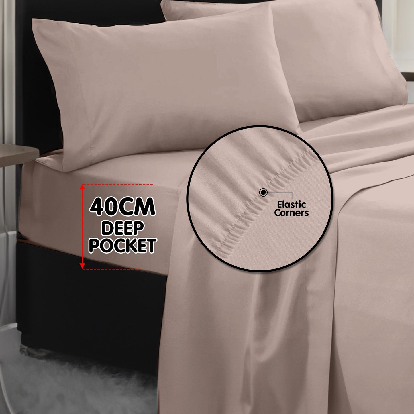 1000 Thread Count Cotton Rich Queen Bed Sheets 4-Piece Set in Linen