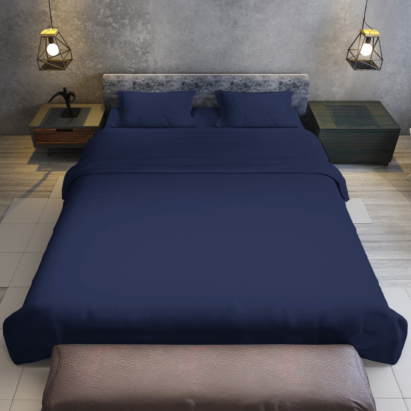 1000 Thread Count Cotton Rich Queen Bed Sheets 4-Piece Set in Navy