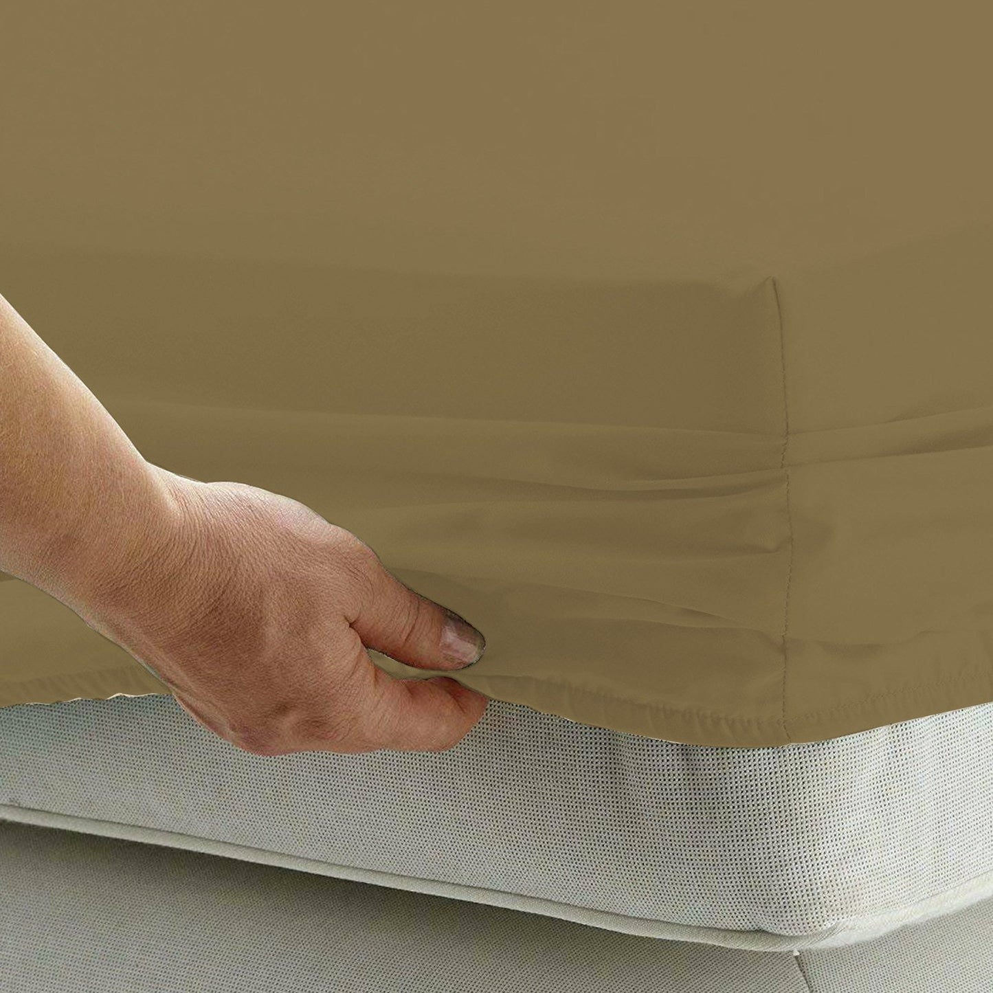 1000 Thread Count Cotton Rich Queen Bed Sheets 4-Piece Set in Taupe