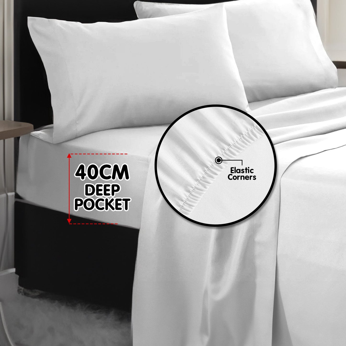 1000 Thread Count Cotton Rich Queen Bed Sheets 4-Piece Set in White