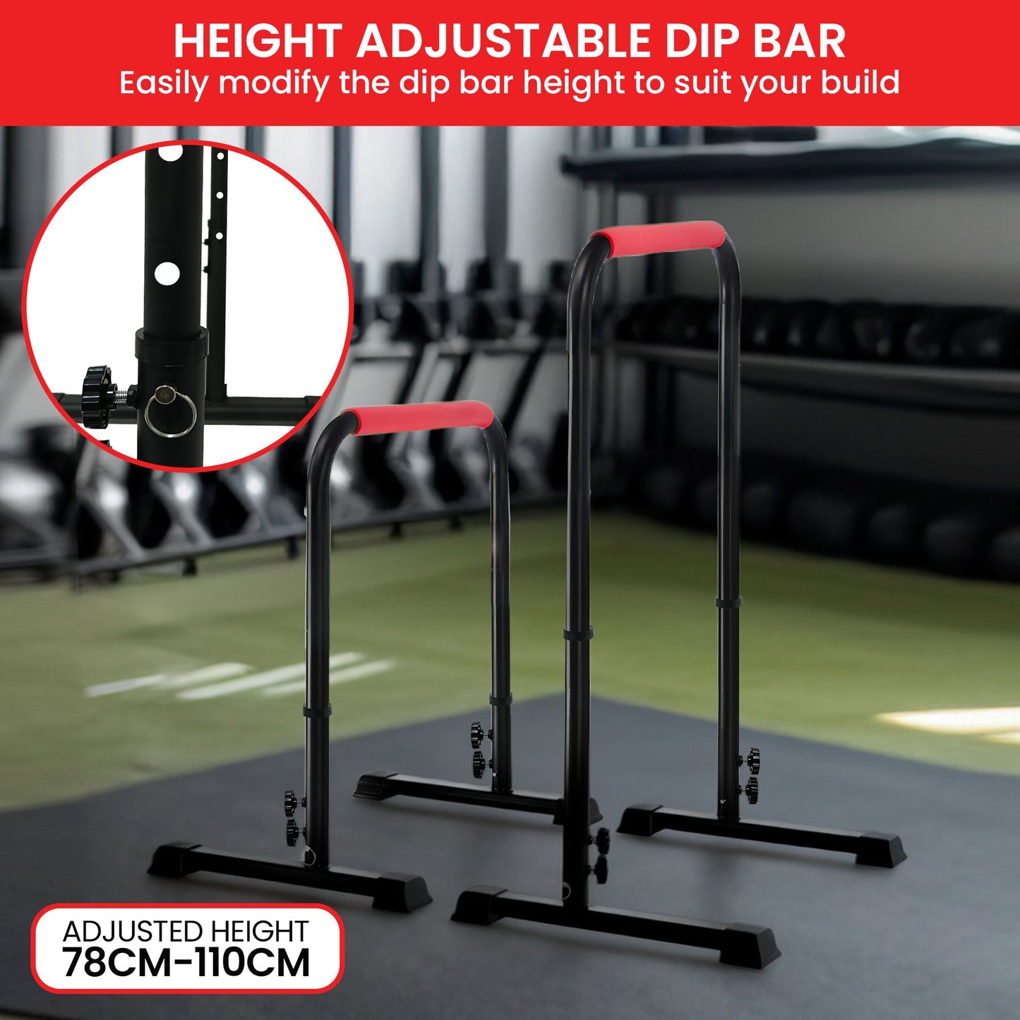 Powertrain Height-Adjustable Dip Bars Pair Load Capacity 200kg Separated Type