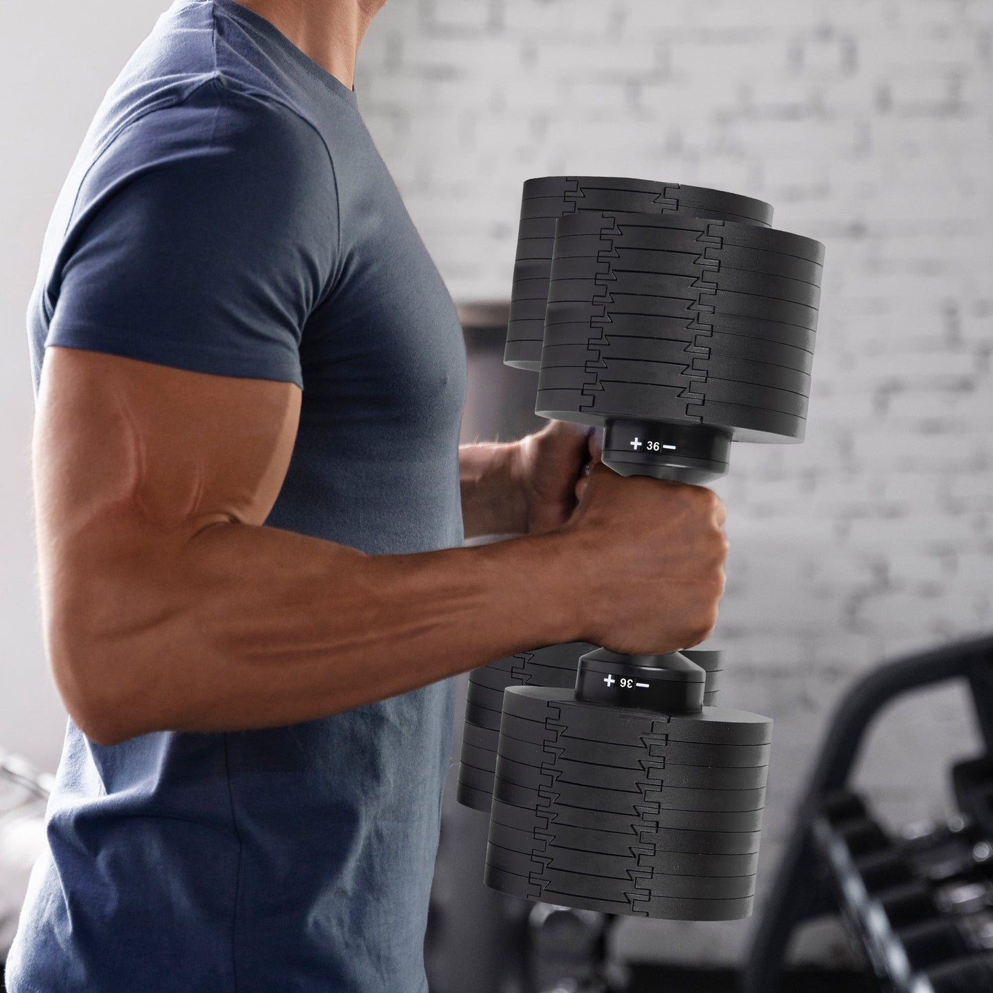 Powertrain Eon 36kg Dial-Up Adjustable Dumbbell Home Gym Weights