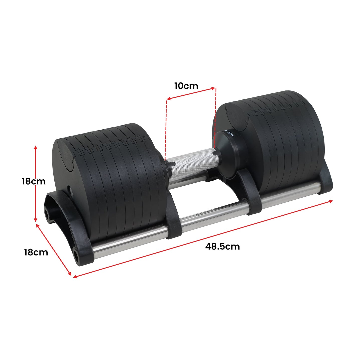 Powertrain Eon Dial Up 36KG Adjustable Dumbbell - Black