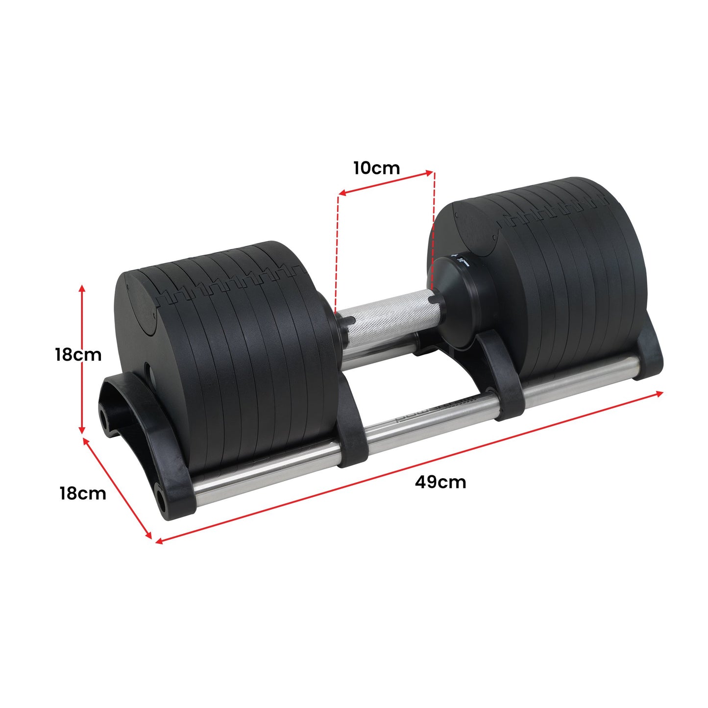Powertrain 2x 36kg Eon Dial-Up Adjustable Dumbbell Set with Stand