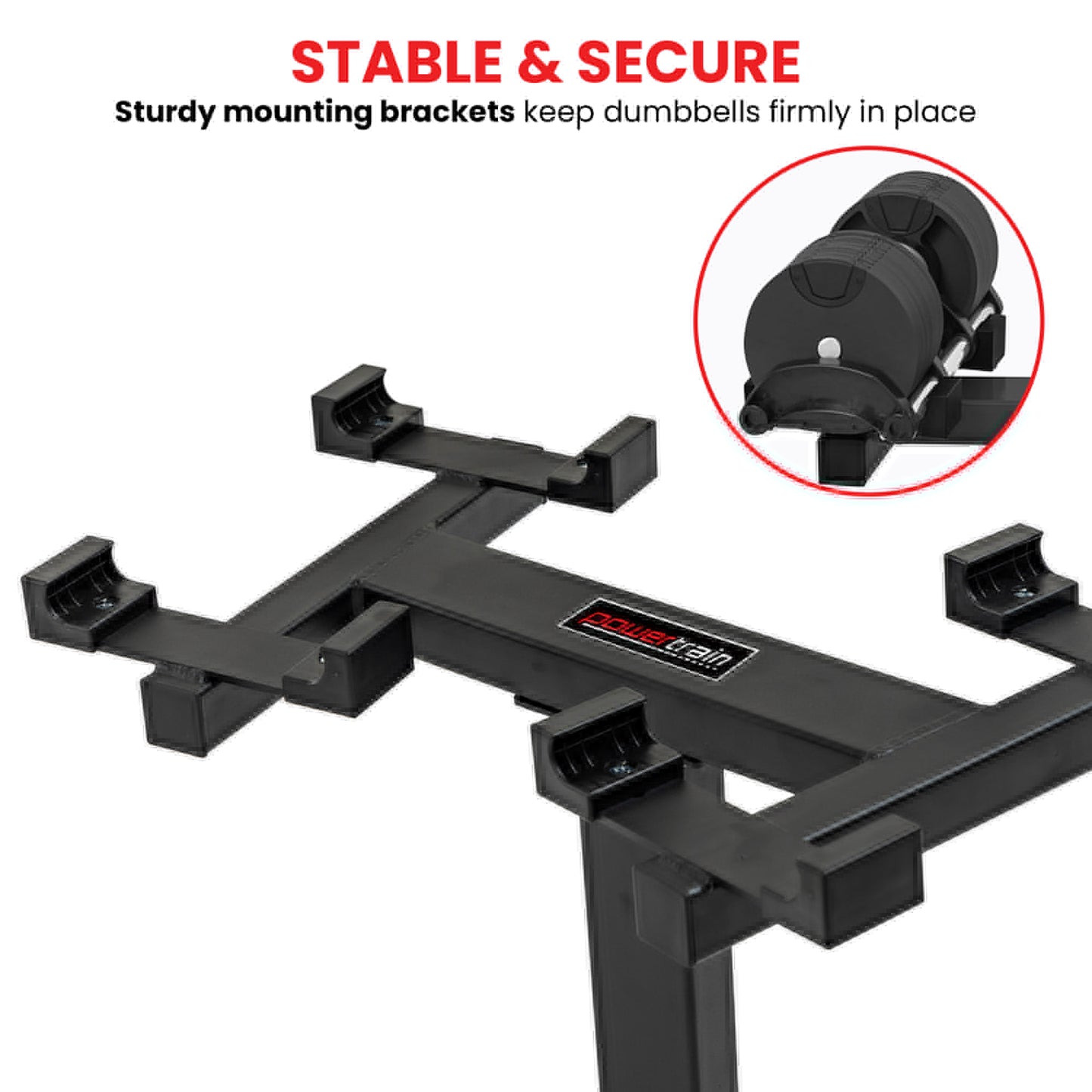 Powertrain 2x 36kg Eon Dial-Up Adjustable Dumbbell Set with Stand