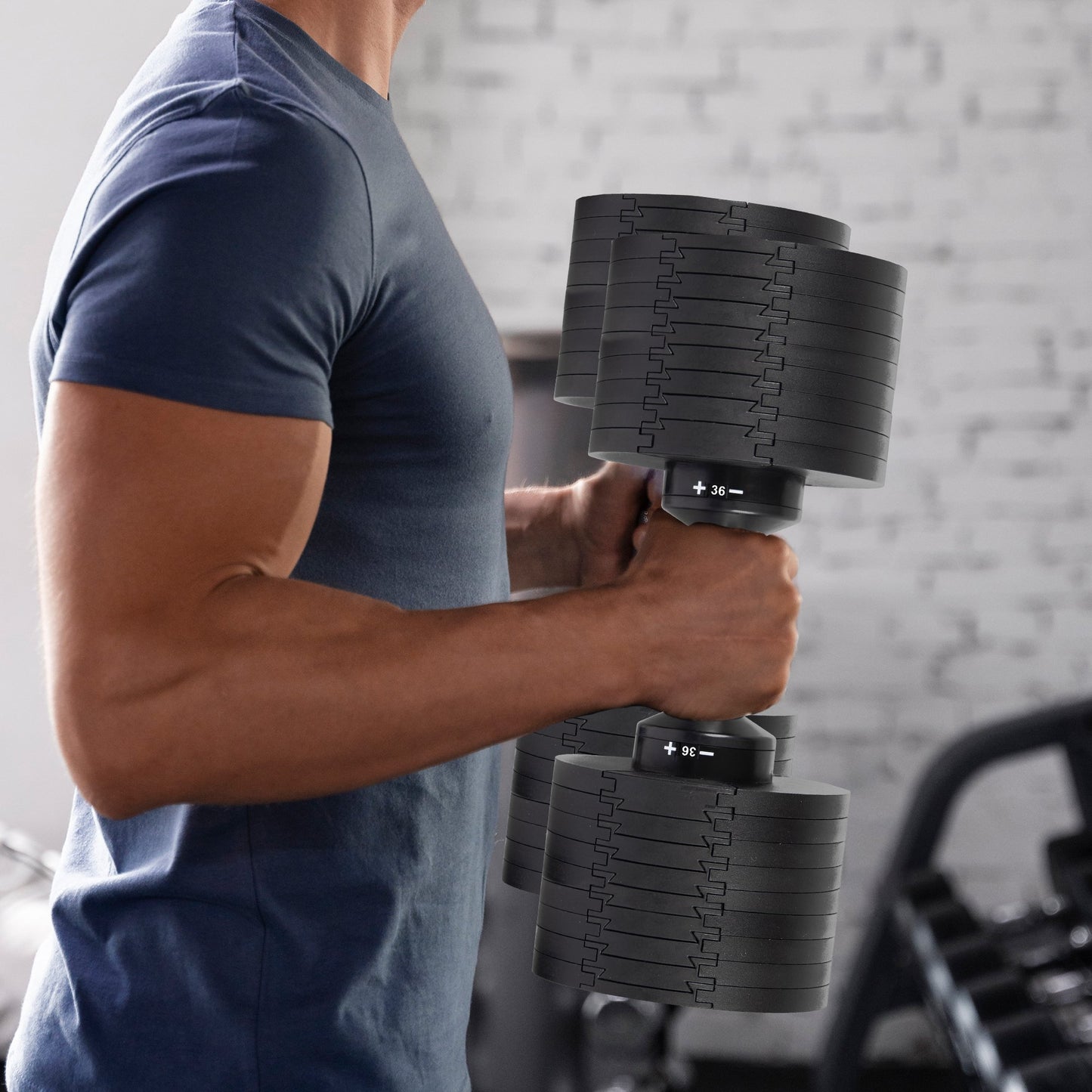 Powertrain 2x 36kg Eon Dial-Up Adjustable Dumbbell Set with Stand