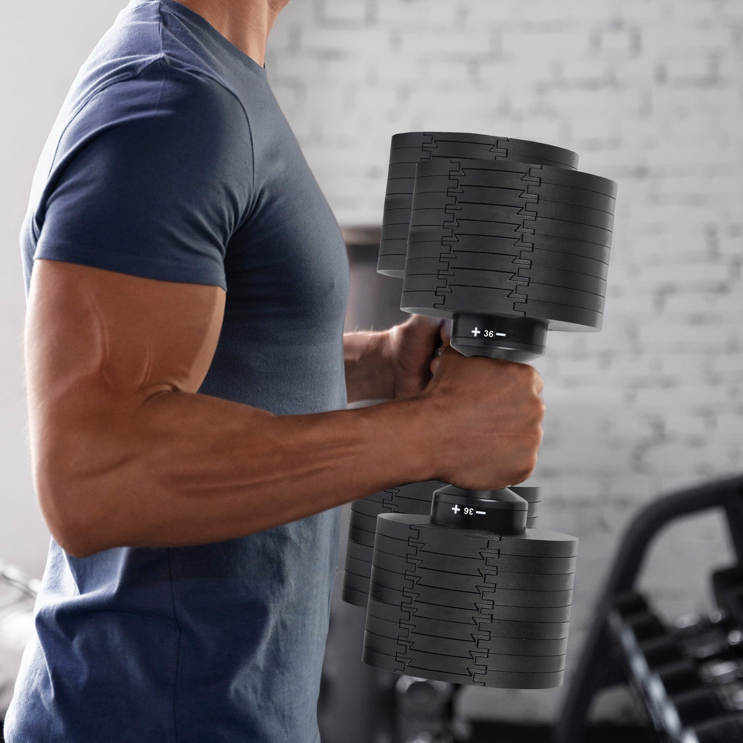 Powertrain Eon Dial Up 72KG Adjustable Dumbbells Pair - Black