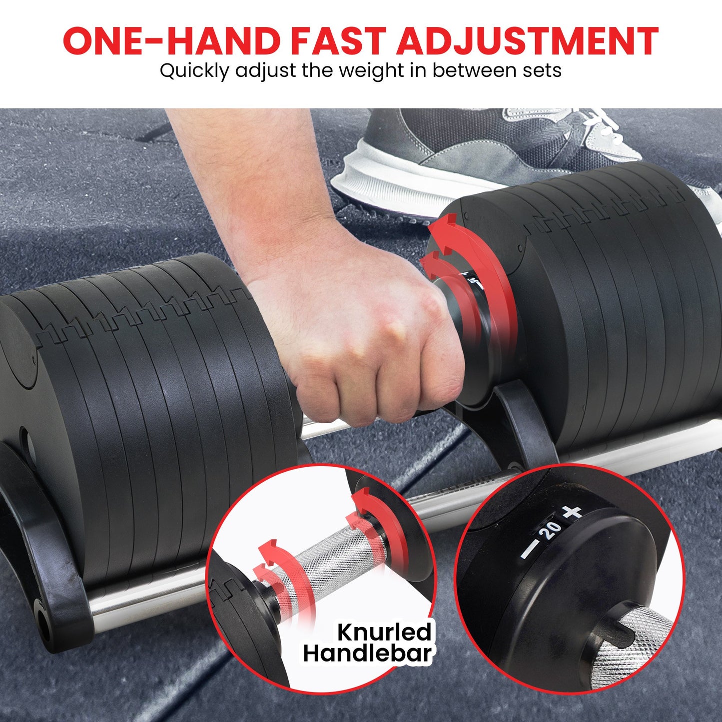 Powertrain Eon 36KG Dial-Up Adjustable Dumbbell Set of Two