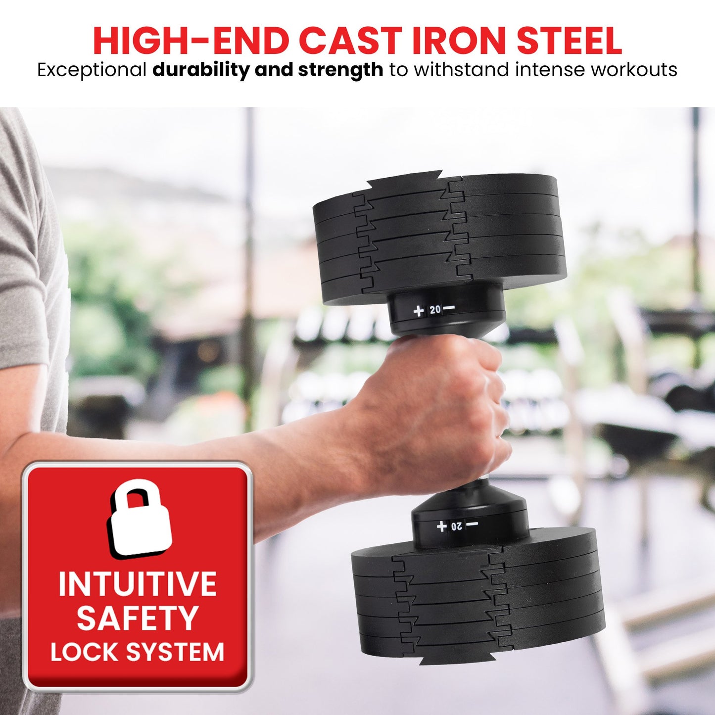 Powertrain Eon 36KG Dial-Up Adjustable Dumbbell Set of Two