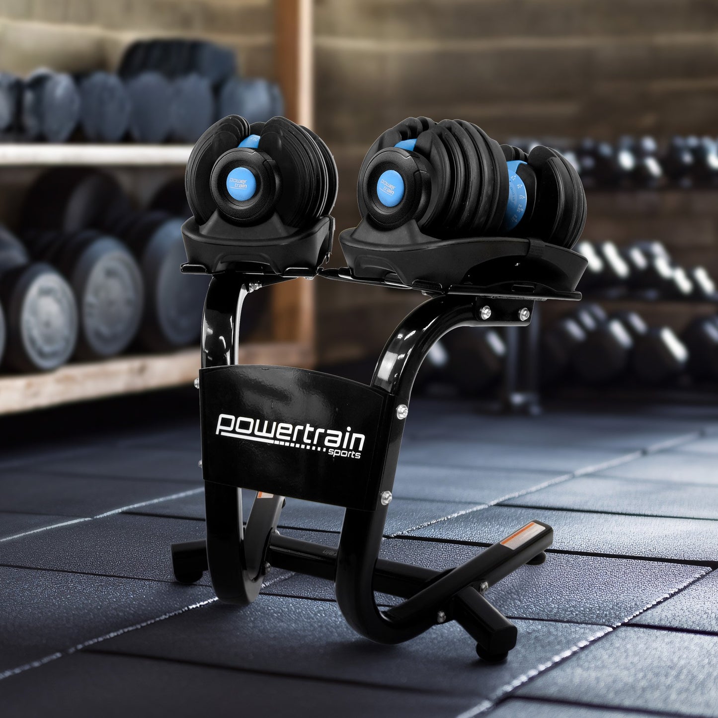 48KG Powertrain Adjustable Dumbbell Set With Stand Blue