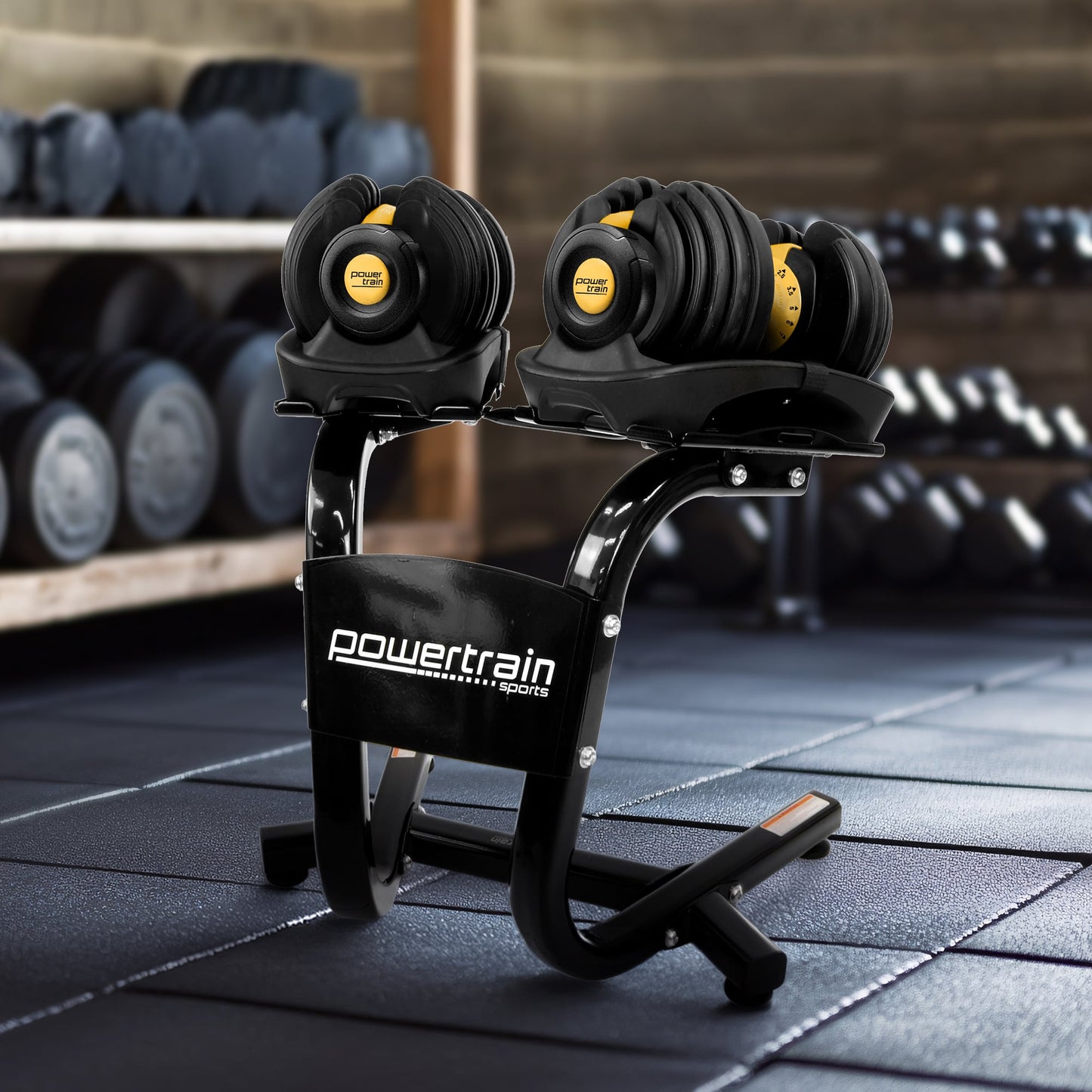 48KG Powertrain Adjustable Dumbbell Set With Stand - Gold