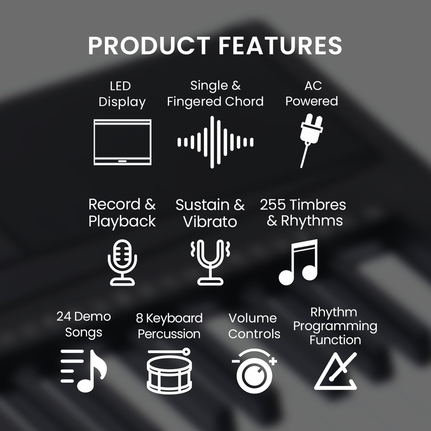 Karrera 61-Key Electronic Piano Keyboard 75cm - Black