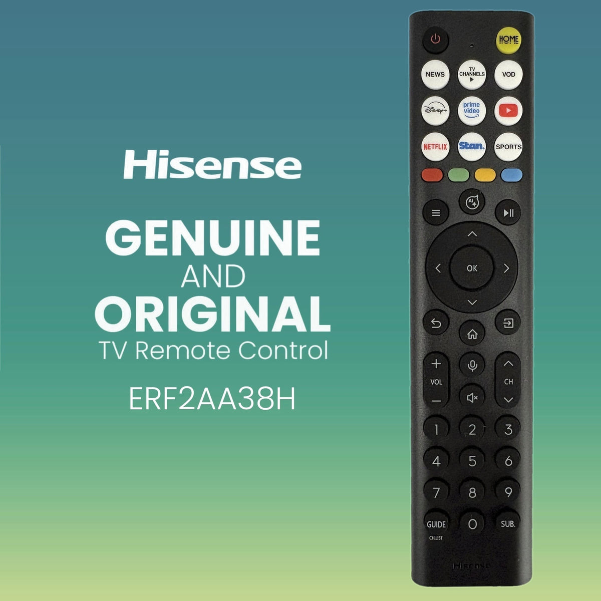Hisense ERF2AA38H Genuine Original TV Remote Control 20141097 Replacement Remote for Q6SAU and U6SAU Hisense TV Black