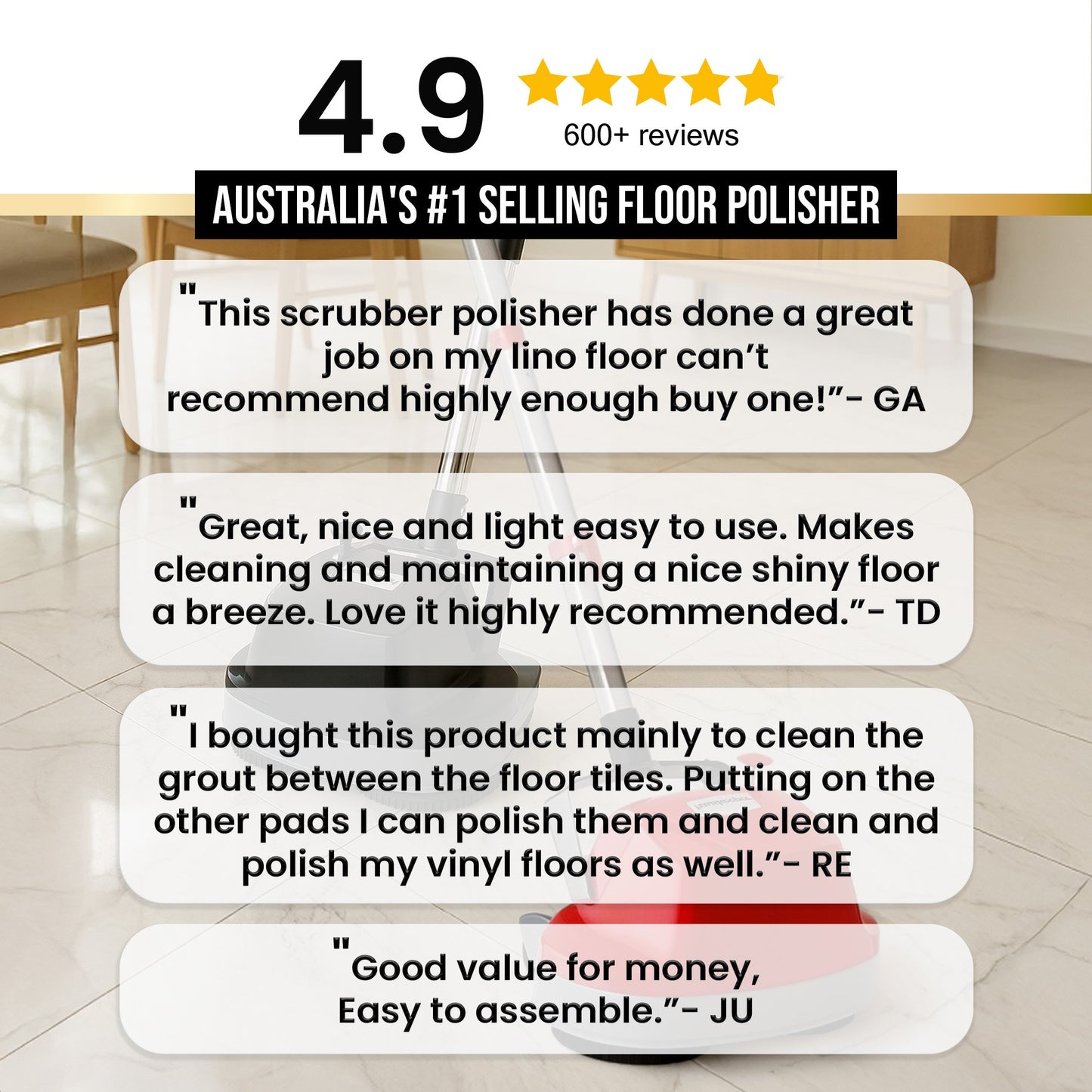 Hauskeeper Electric Floor Polisher Timber Hard Waxer Buffer Cleaner