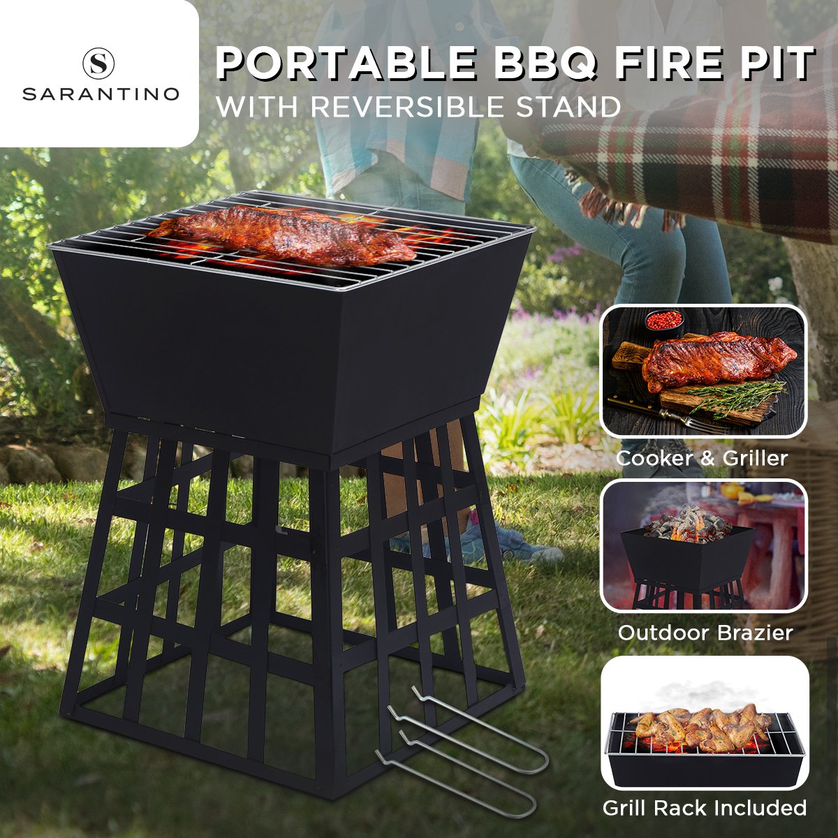 Wallaroo Outdoor Fire Pit for BBQ, Grilling, Cooking, Camping-Portable