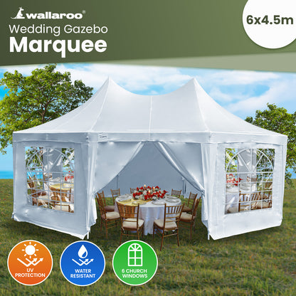 Wallaroo 6x4.5m Wedding Gazebo Marquee with Sidewalls