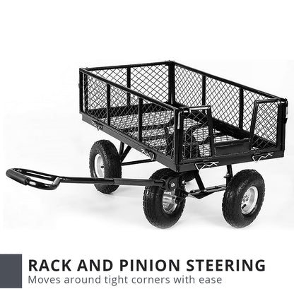 Garden Cart with Mesh Liner Lawn Folding Trolley Black