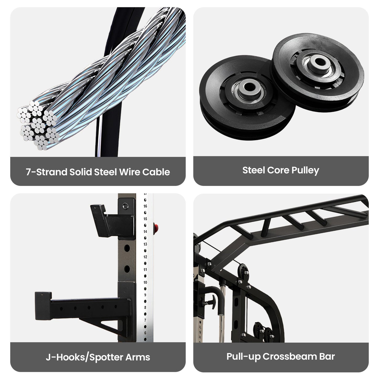 Powertrain 938B Multi-Function Smith Machine Gym Station 160KG Dual Weight Stack Power Rack Cable Heavy-Duty Steel Frame