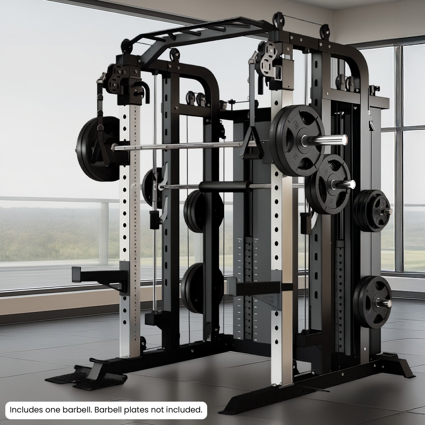 Powertrain 938B Multi-Function Smith Machine Gym Station 160KG Dual Weight Stack Power Rack Cable Heavy-Duty Steel Frame