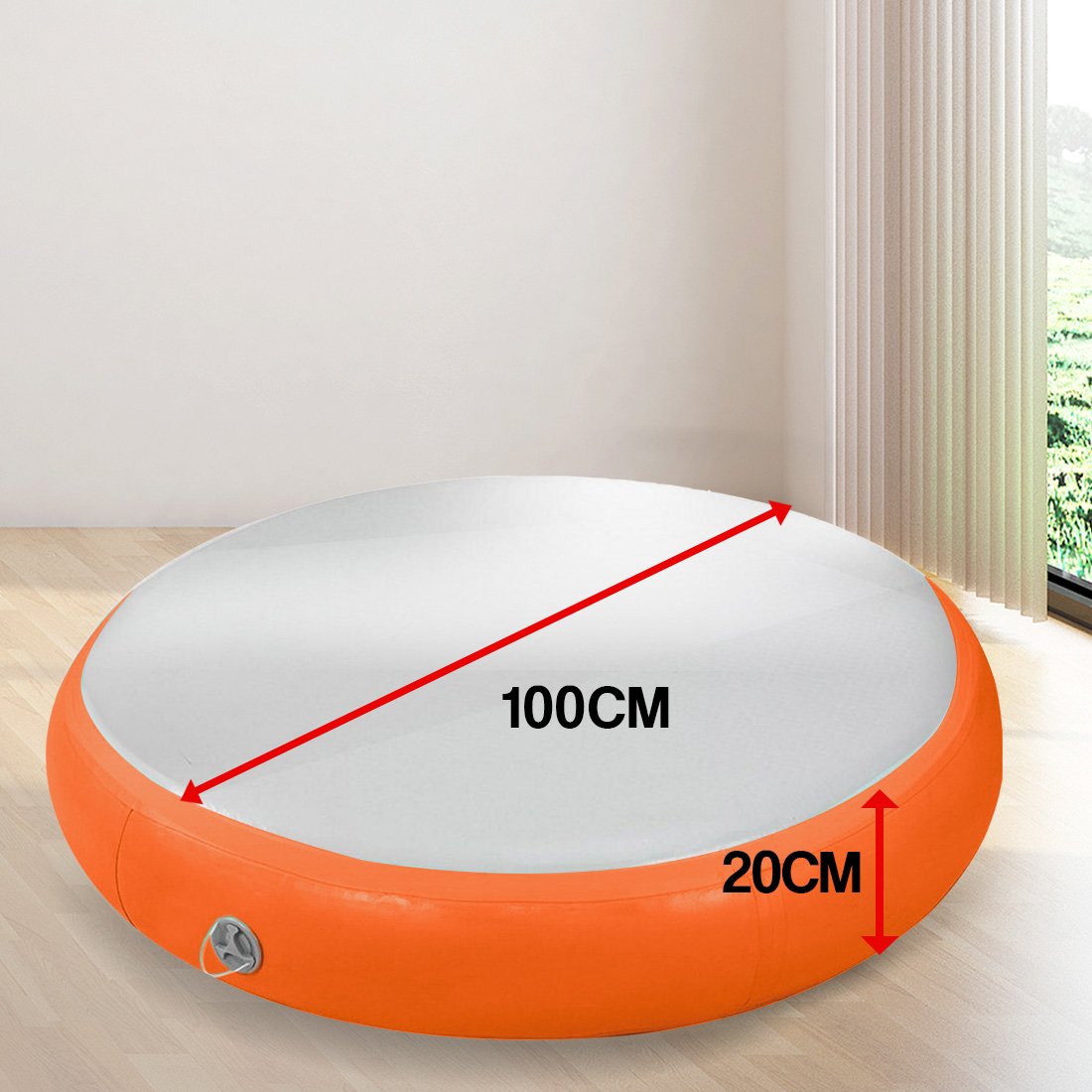 1m Air Track Spot Round Inflatable Gymnastics Tumbling Mat Pump Orange