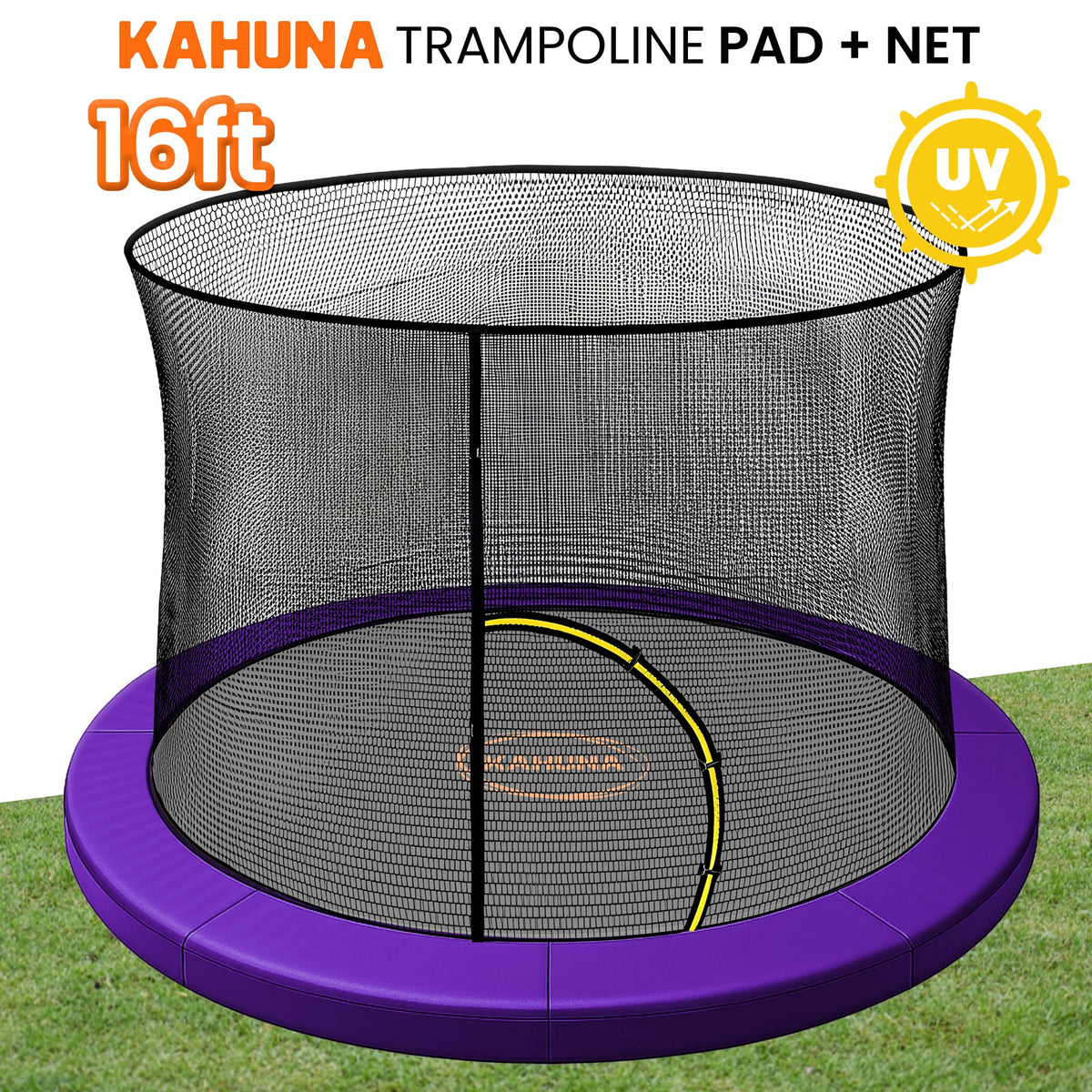 Kahuna 16ft Trampoline Pad and Net - Purple