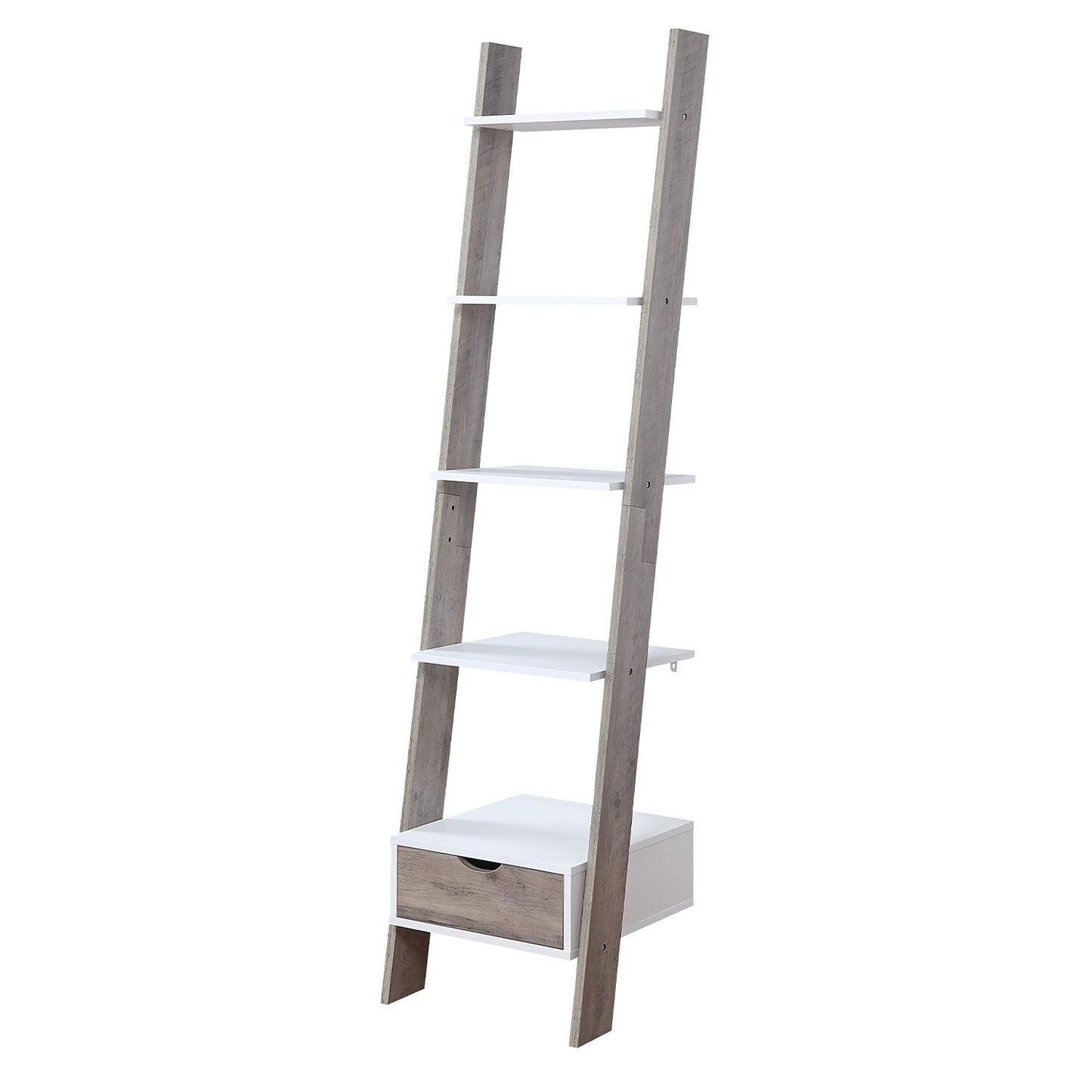 Sarantino Mira 5-Tier Ladder Shelf - White and Grey Oak