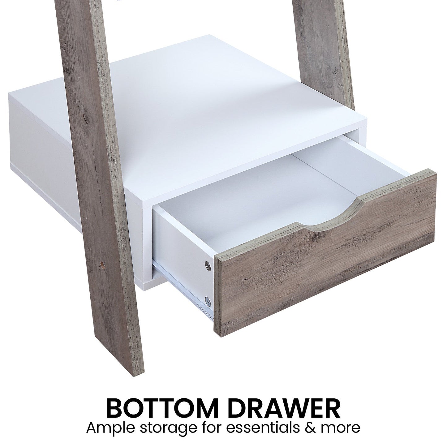 Sarantino Mira 5-Tier Ladder Shelf - White and Grey Oak