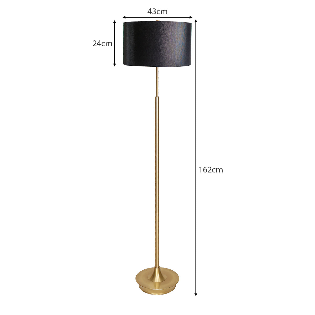 Sarantino Metal Floor Lamp Brushed Brass Finish with White Shade