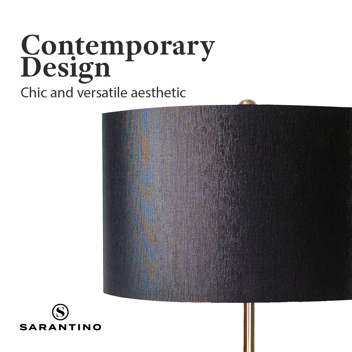 Sarantino Metal Floor Lamp Brushed Brass Finish with White Shade