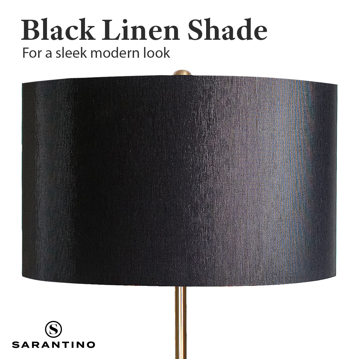 Sarantino Metal Floor Lamp Brushed Brass Finish with White Shade
