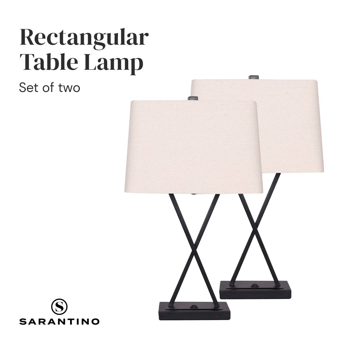 Sarantino Metal Table Lamp Rectangular Shade X Stand
