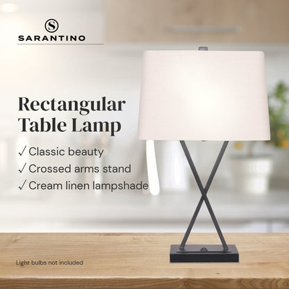 Sarantino Metal Table Lamp Rectangular Shade X Stand