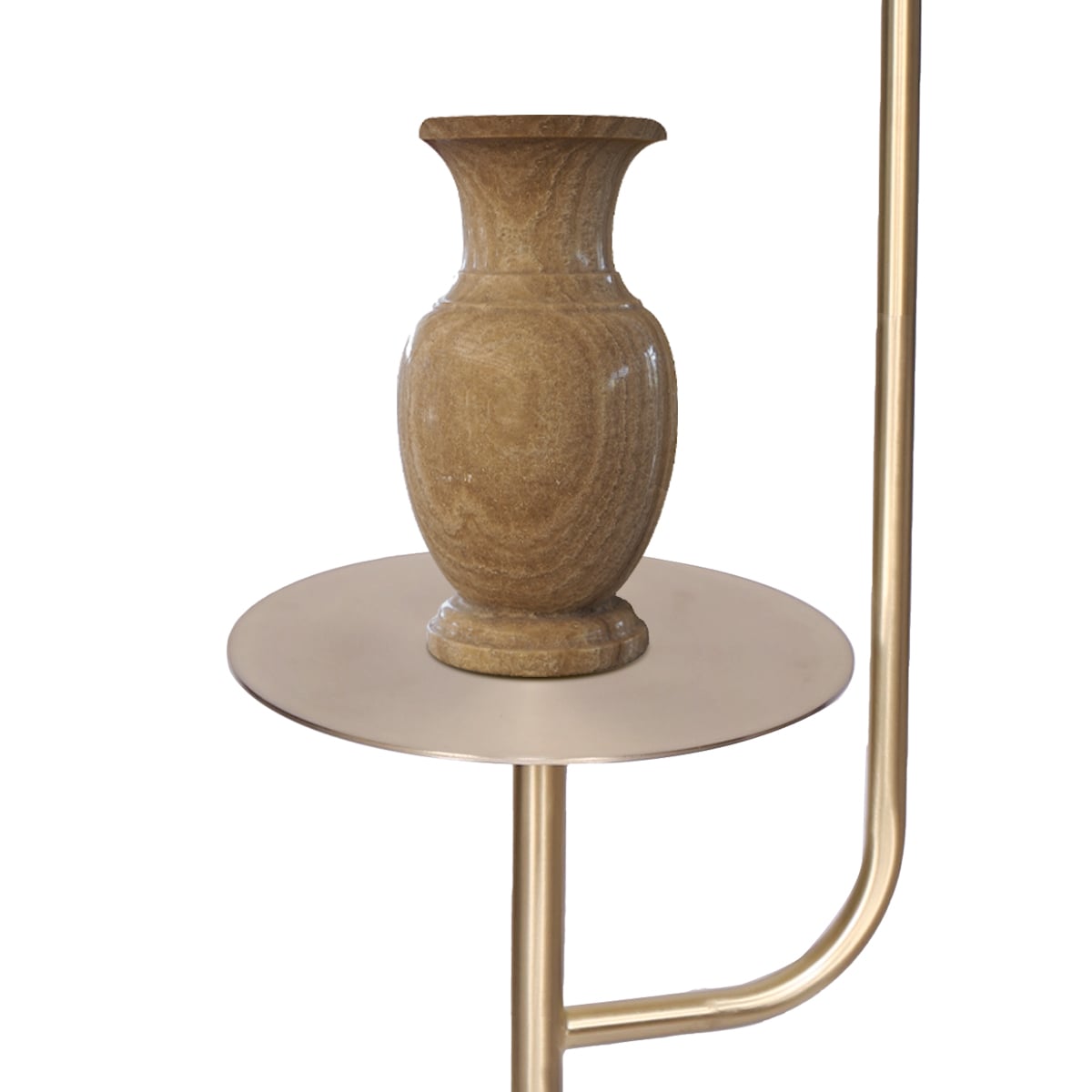 Sarantino Brushed Brass Floor Lamp with Built-in Metal End Table Marble Base Foot Switch Standing Light