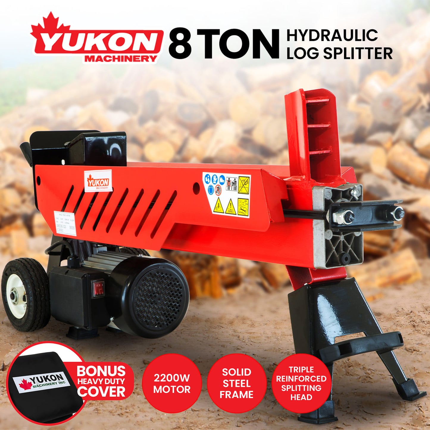 Yukon 8 Tonne 2200W Electric Hydraulic Log Splitter Wood Cutter