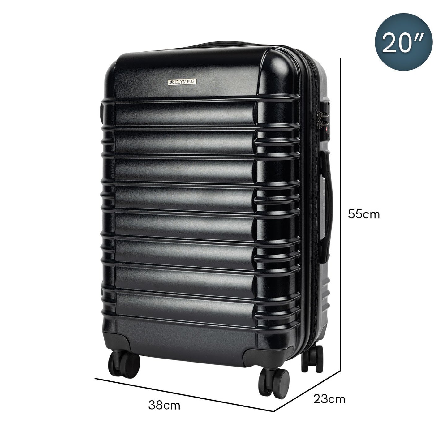 Olympus 3PC Noctis Luggage Set Hard Shell ABS+PC - Stygian Black