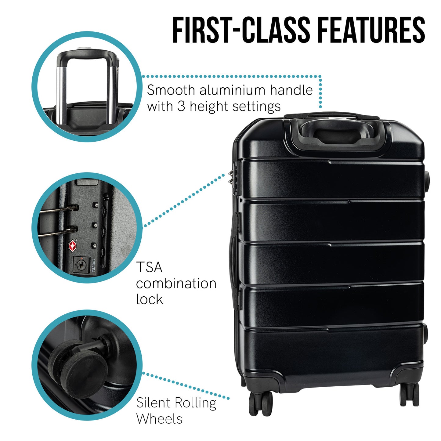 Olympus Artemis 20in Hard Shell Suitcase ABS+PC Jet Black