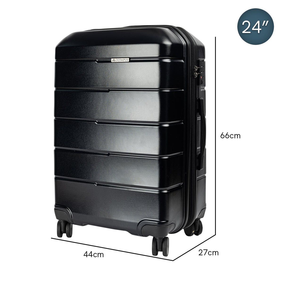Olympus Artemis 24in Hard Shell Suitcase ABS+PC - Jet Black