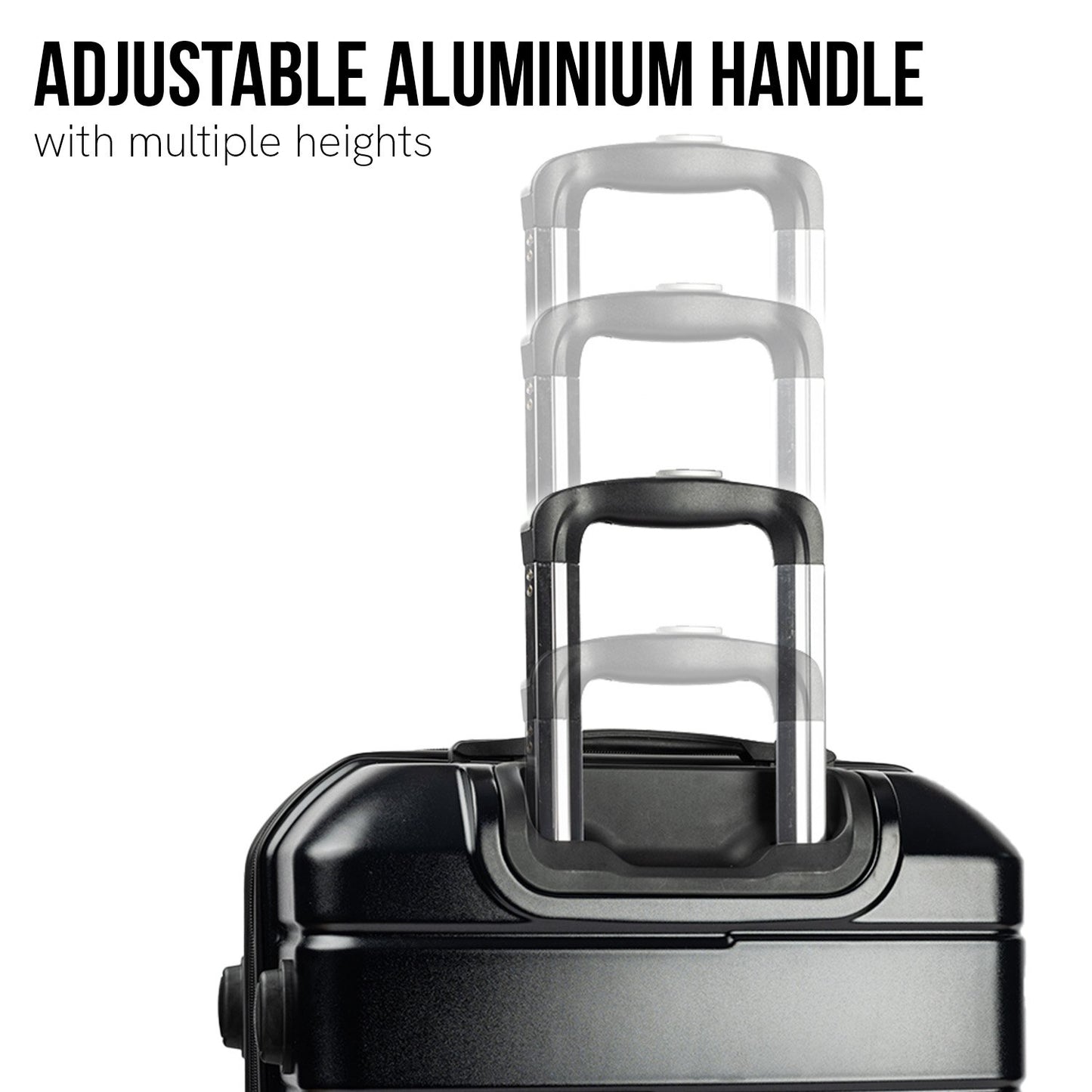 Olympus 3PC Artemis Luggage Set Hard Shell Suitcase ABS+PC Jet Black