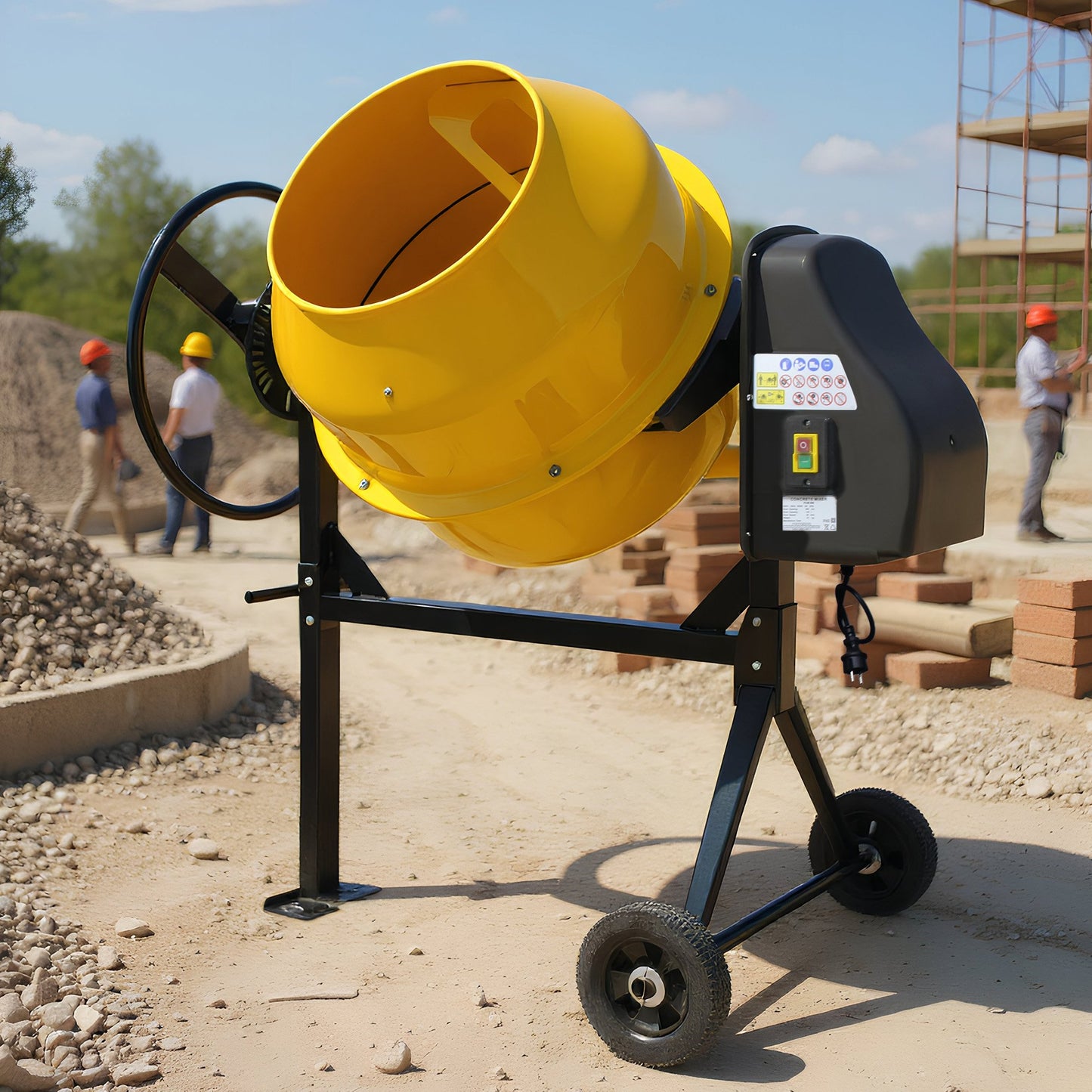 Kartrite Portable 140L Concrete Cement Mixer Sand Gravel Dual Mix Blades & Tipper Lock 550W Heavy Duty Rubber Wheels