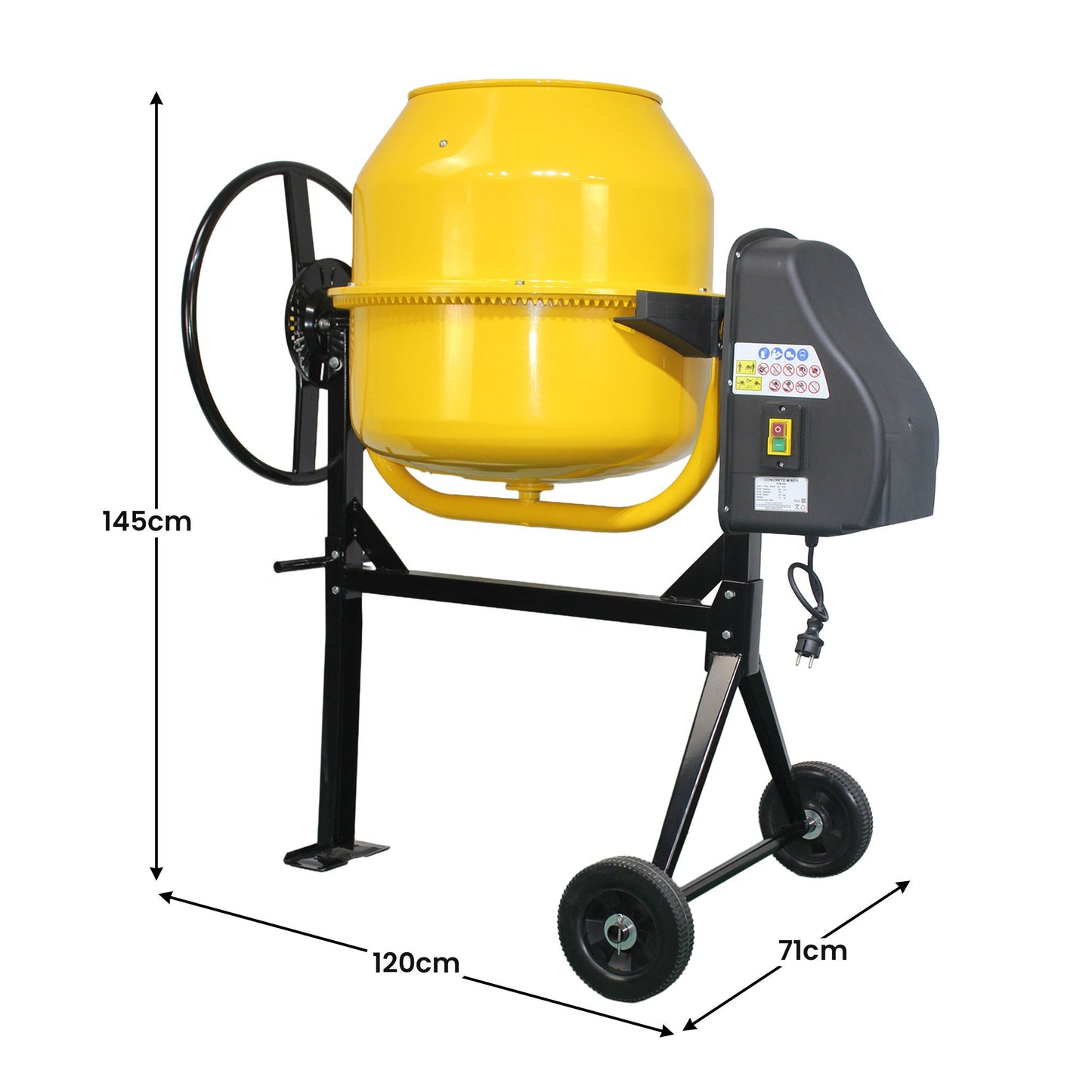 Kartrite Portable 140L Concrete Cement Mixer Sand Gravel Dual Mix Blades & Tipper Lock 550W Heavy Duty Rubber Wheels