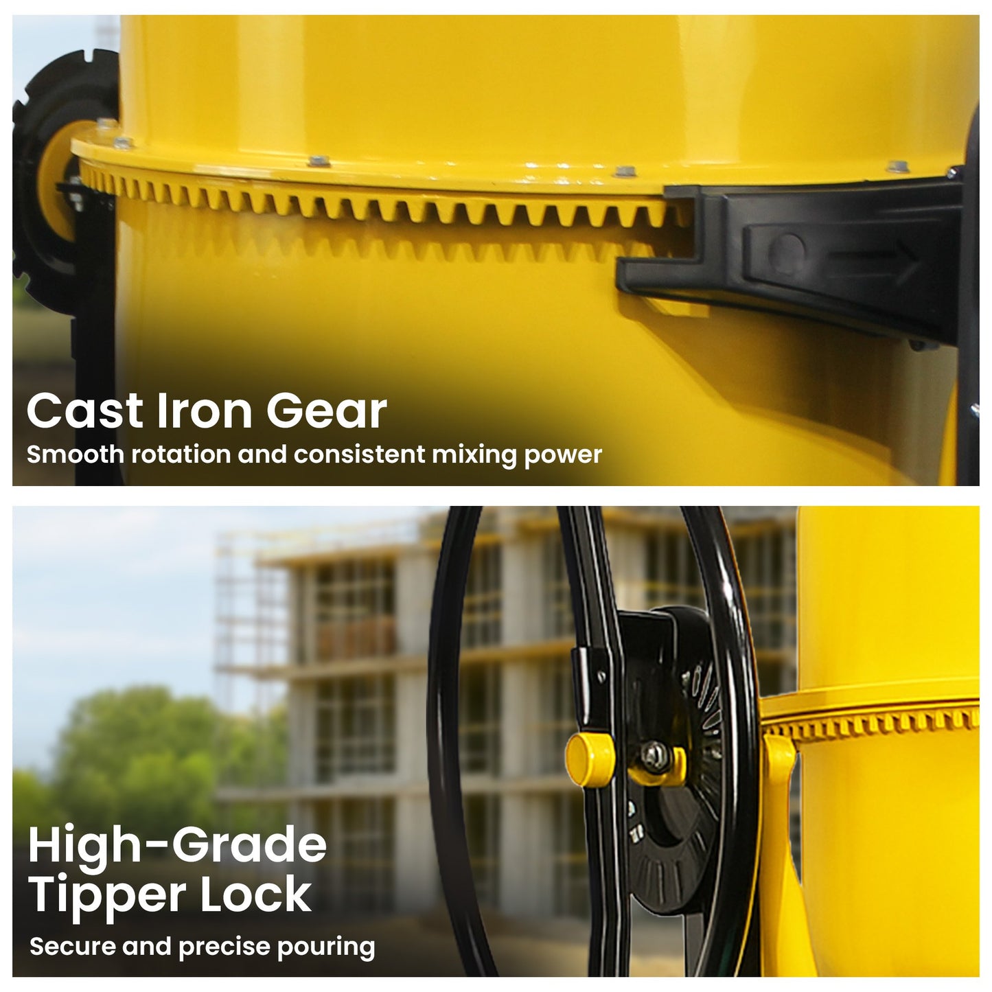 Kartrite Portable 140L Concrete Cement Mixer Sand Gravel Dual Mix Blades & Tipper Lock 550W Heavy Duty Rubber Wheels